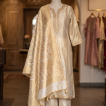 Maroon Raw Silk A-Line Kurta Palazzo Set