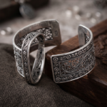 92.5 Pure Silver Oxidized Tribal Lotus Earrings